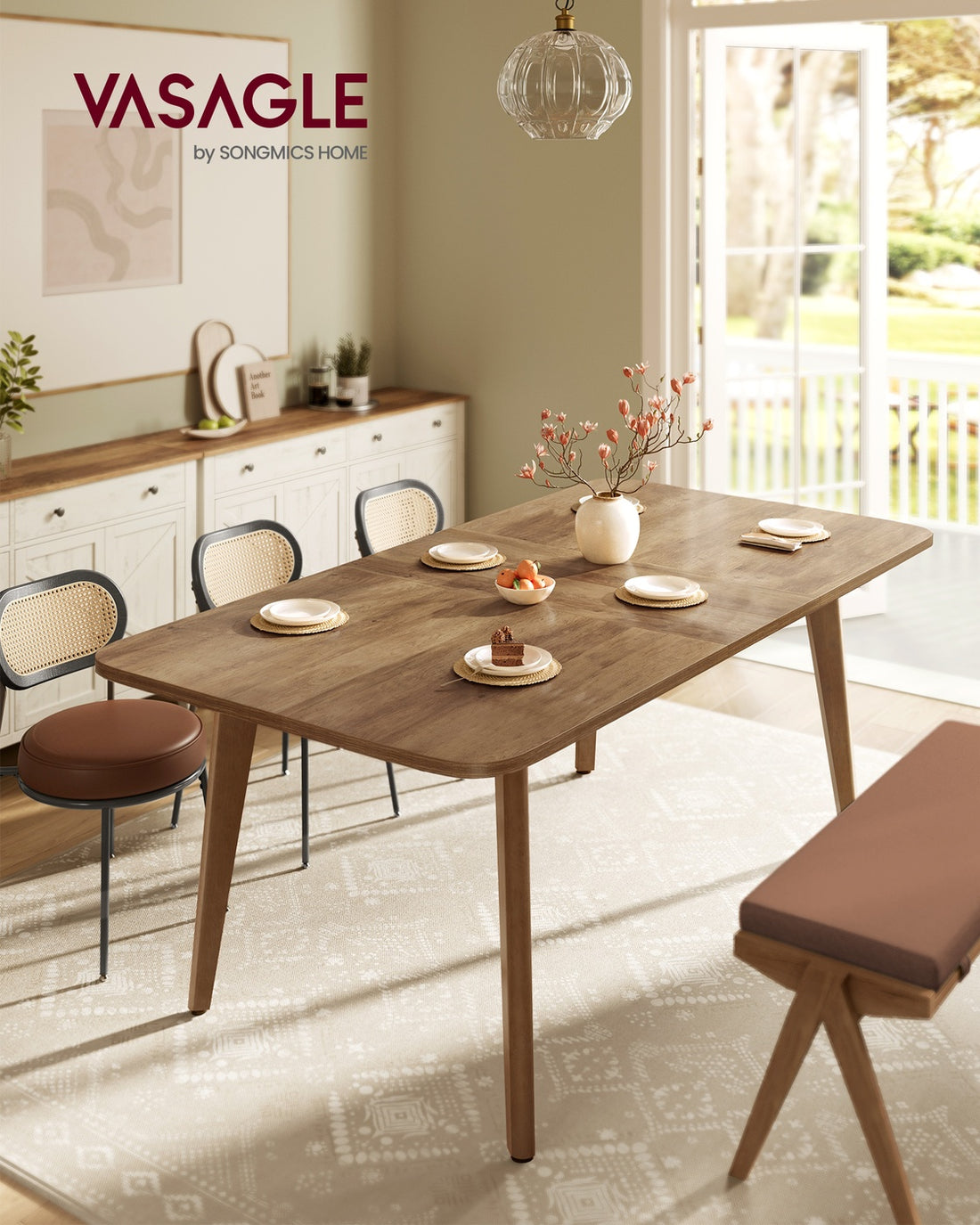 Utdragbart matbord | Honungsbrunt | 140/160/180x85x76,2 cm