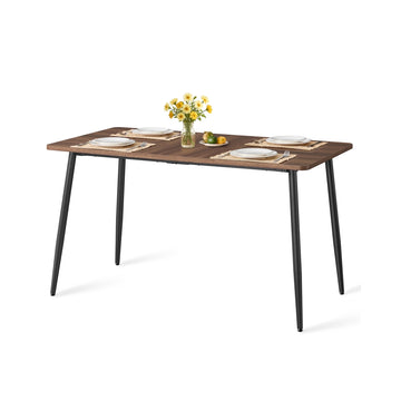 Eettafel voor 4-6 personen | Natuurwalnootkleurig-inktzwart | 140x75x75 cm