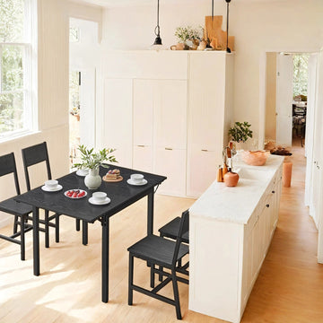Uitschuifbare eettafel zwart - ruimtebesparend - stalen frame - 78 x 120 x 76,2 cm