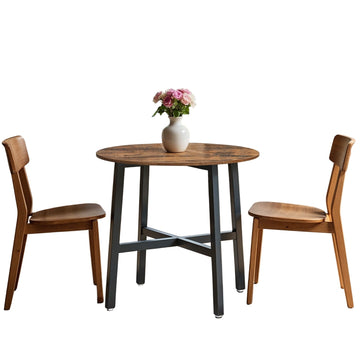 Ronde eettafel bruin/zwart - houten spaanplaat - 80 x 75 cm