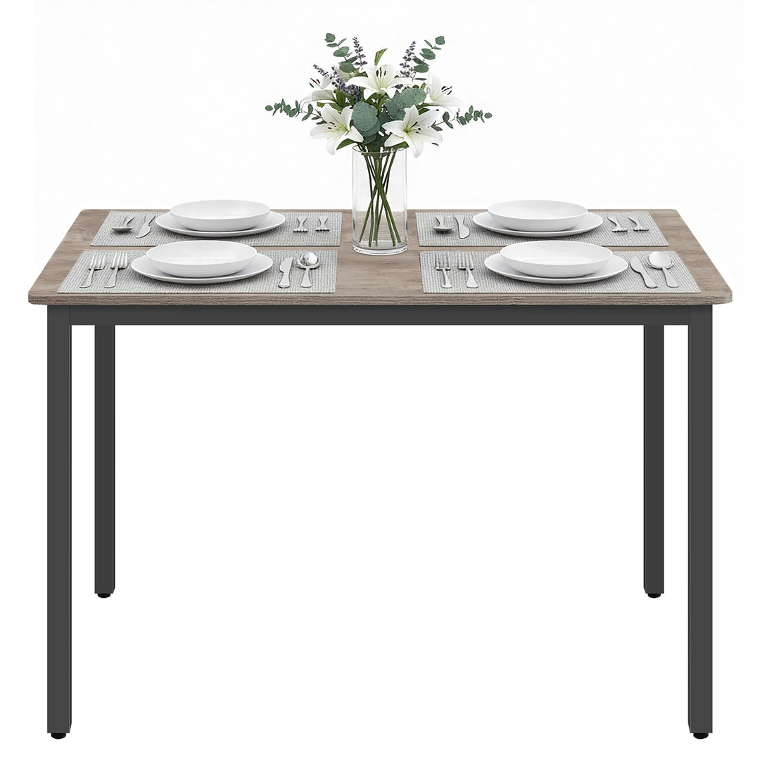Eettafel, bureau, keukentafel | Greige-zwart | 110x70x77 cm