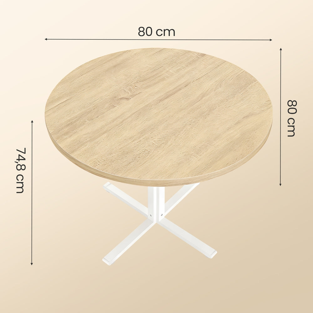 Runder Esstisch für 4 Personen | Beige | 80x80x74,8 cm