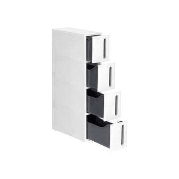 Nisjerek met wielen - 4 laden - wit/grijs - 45 x 17 x 83 cm