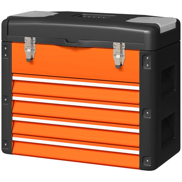 Toolbox 4 laden met minibox | Kleur: Oranje, zwart | Afmetingen: 49.7x25.3x40.7 cm