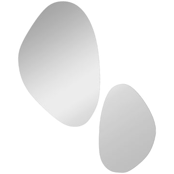 Wandspiegel set van 2 in kiezelvorm met metalen frame | Kleur: Zwart | Afmetingen: 46x2,5x70 cm