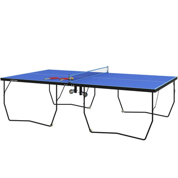 Inklapbare tafeltennistafel met net en rackets | Kleur: Blauw | Afmetingen: 152.5x274x76 cm