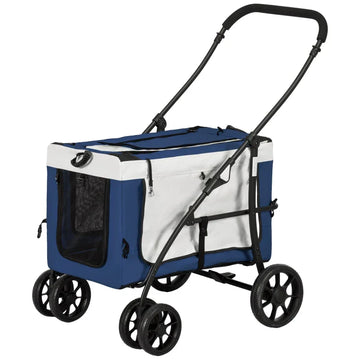 Hondenbuggy - Opvouwbare kattenwagen | Kleur: Donkerblauw | Afmetingen: 58x81x97.5 cm