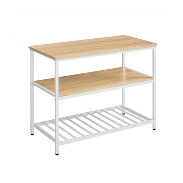 Taartrek - Cupcakestand - Dessertdisplay - Spaanplaat en staal - 60 x 120 x 90 cm - Eiken wit