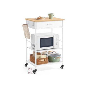 Keukentrolley - serveerwagen - opbergruimte - 47 x 60 x 90 cm - bruin/wit