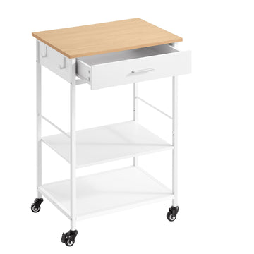 Keukenwagen Serveerwagen Keukeneiland | Beige-wit | 60x47x90 cm