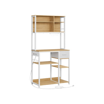 Keukenrek - Opbergrek - Houten spaanplaat & staal - 40 x 80 x 180,4 cm - Goud eiken/wit