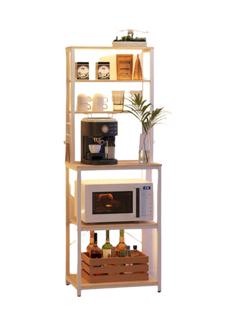Keukenrek eikenwit met stalen frame en spaanplaat - 40 x 60 x 167 cm