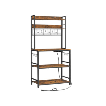 Keukenrek met stopcontacten, vintage bruin-zwart, staal/spaanplaat, 40 x 80 x 170 cm