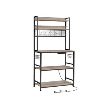 Keukenrek met stopcontacten - Opbergrek - 40 x 80 x 170 cm - Bruin-zwart