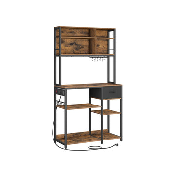 Vintage keukenrek met stopcontacten en stoffen lade - 40 x 100 x 180,4 cm