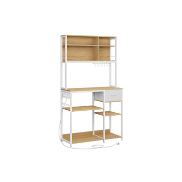 Keukenrek met stopcontacten – opbergrek – organizer – bruin staal – 40 x 100 x 180,4 cm
