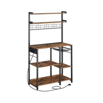 Opbergrek - bruin-zwart - boekenkast met stopcontacten - 40 x 90 x 165,5 cm