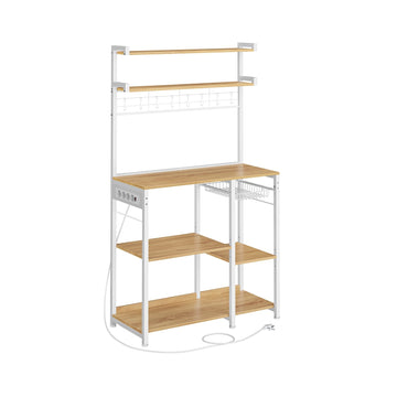 Staand rek met stopcontacten en mand - bruin/wit - 40 x 90 x 165,5 cm