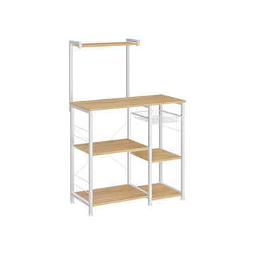 3-laags opbergrek eikenbeige/wit - spaanplaat en staal - 40x90x134 cm