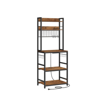 Vintage bruin-zwart bakrek - cupcakestandaard, staal/spaanplaat, 40 x 60 x 170 cm