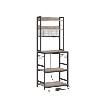 Staand rek met stopcontacten, 14 haken, 40 x 60 x 170 cm, bruin-zwart