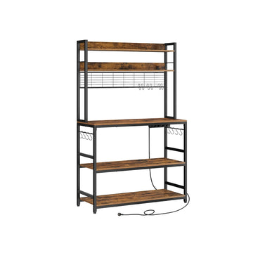 Taartrek vintage bruin-zwart - Opbergrek van spaanplaat en staal - 40 x 100 x 170 cm