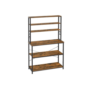 Bakkersrek vintage bruin-zwart - stevig staal/spaanplaat - 40 x 100 x 167 cm