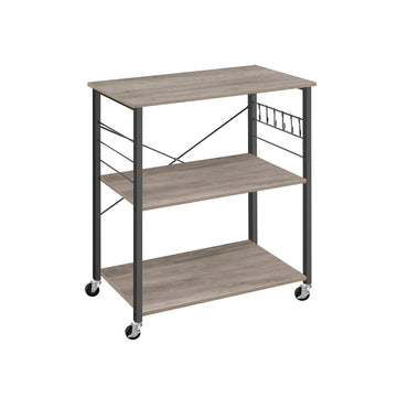 Mobiel opbergrek op wielen - spaanplaat en staal - 40 x 80 x 89 cm - greige