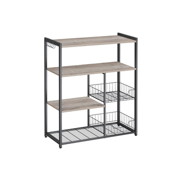Taartenrek met manden - Cupcakehouder - Spaanplaat/staal - 35 x 80 x 95 cm - Greige-zwart