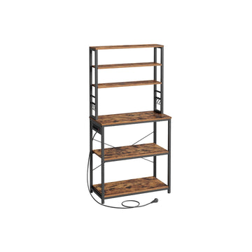 Keukenrek met stopcontacten - bruin-zwart - spaanplaat en staal - 40x80x167 cm