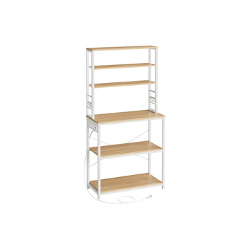 Keukenrek met stopcontacten - opbergrek - ruimtebesparend - 40 x 80 x 167 cm - bruin-wit