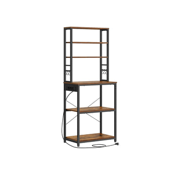 Keukenrek met stopcontacten - bruin-zwart - 40 x 80 x 167 cm