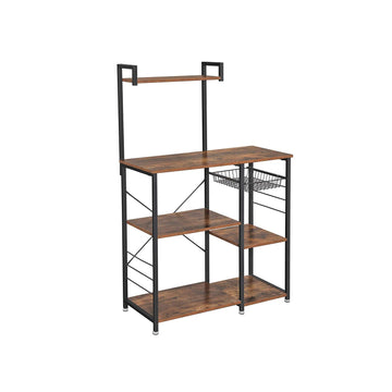 Keukenrek - Opbergrek - Ruimtebesparend - 90 x 40 x 132 cm - Bruin en zwart