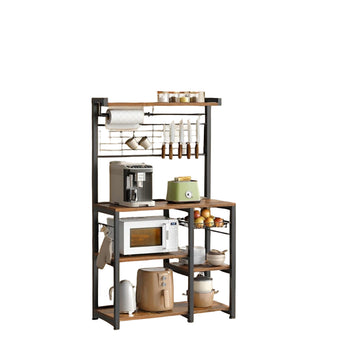 Bruin-zwart houten keukenrek - opbergrek - rustiek - 42 x 90 x 167 cm