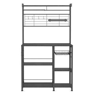Keukenrek met haken, magneetstrip en draadmand | Antracietgrijs-zwart | 90x42x167 cm