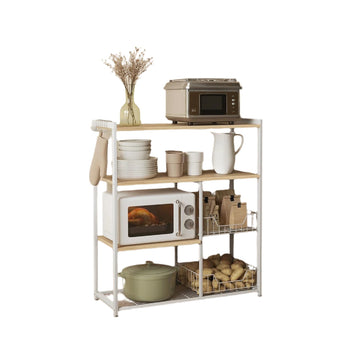 Keukenrek - staand bakkerijrek met haken en planken - stevig - 35 x 80 x 93,5 cm