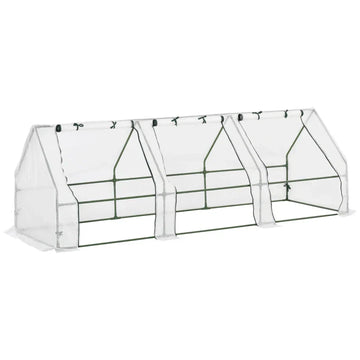 Mini-kas voor tuin - Foliekas | Kleur: Wit | Afmetingen: 90x270x90 cm