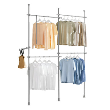 Verstelbare Telescopische Kledingroede - Garderobeorganisator - Rekkensysteem - Ruimtebesparend ontwerp - Eenvoudige montage - Variabele maat 124-226 cm x 200-285 cm