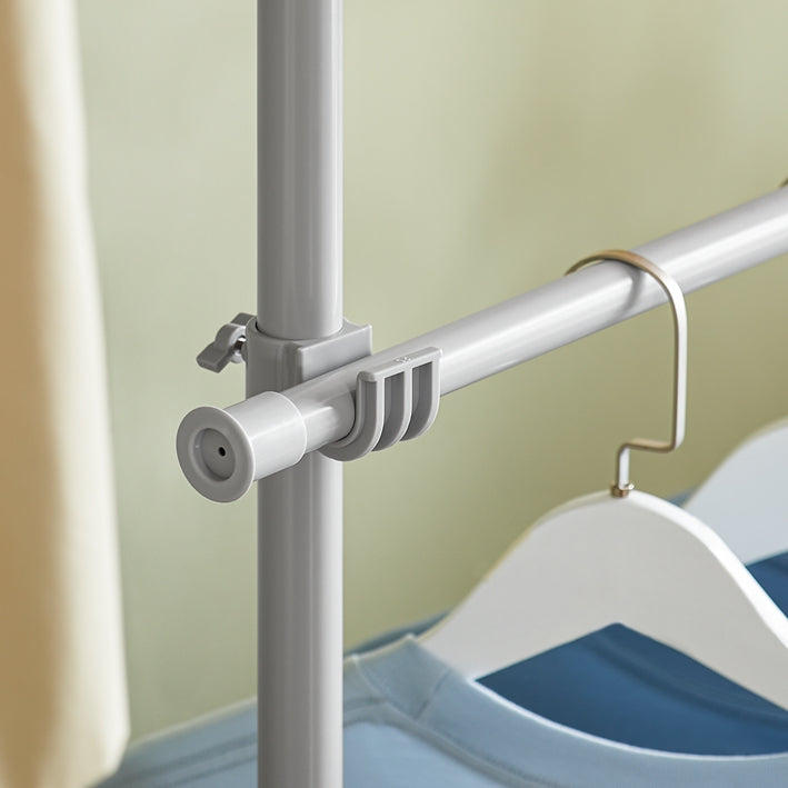 Verstelbaar Telescopisch Kledingrailsysteem - Plank - Garderobe-organizer - Ruimtebesparend ontwerp - Eenvoudige montage - Variabele afmeting B(209-311)cm x H(200-285)cm - Lichtgrijs