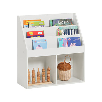 Kinderboekenplank - Tijdschriftenrek - Opbergplank - Ideaal voor peuters - 3 opbergvakken - Eenvoudige montage - 73 cm x 80 cm x 30 cm