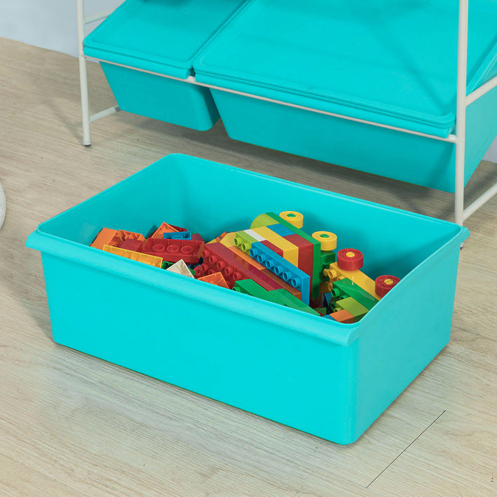 Kinderboekenplank met speelgoedopbergruimte - Organisatorplank - Kinderboekenkast - Duurzaam metaal en PP-kunststof - Versterkte stabiele voeten - 61 cm x 102 cm x 25 cm