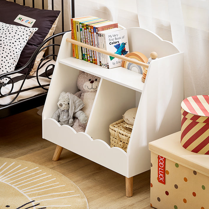 Kinderboekenkast - Kinderboekenplank - Speelgoedorganizer - MDF(E1), Hout - 61cm x 71cm x 35cm - 10,3kg - 2 maten - Eenvoudige montage