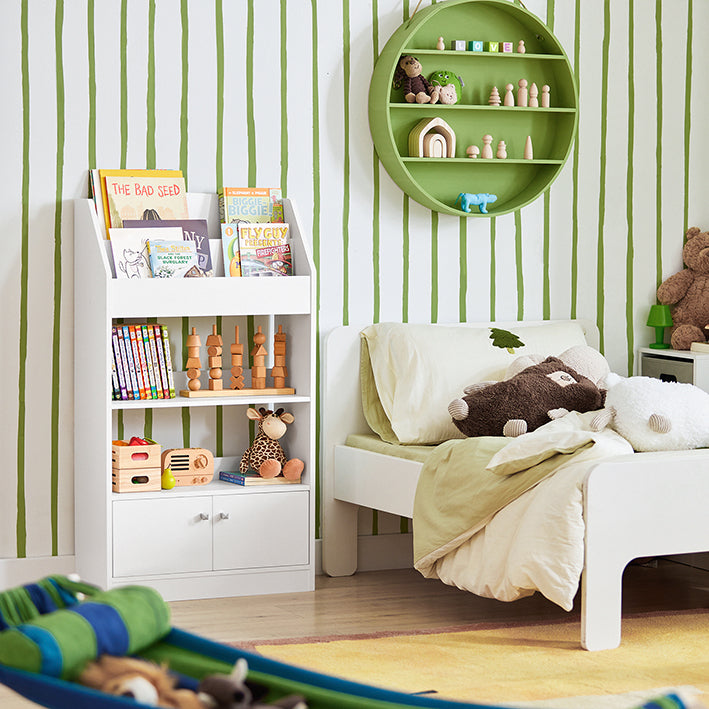 Kinderboekenplank - Opbergplank - Organisatoreenheid - Spaanplaat en MDF - Veelzijdig voor kinderkamer, studeerkamer, woonkamer - Ruime opbergruimte - 60 cm x 107 cm x 24 cm