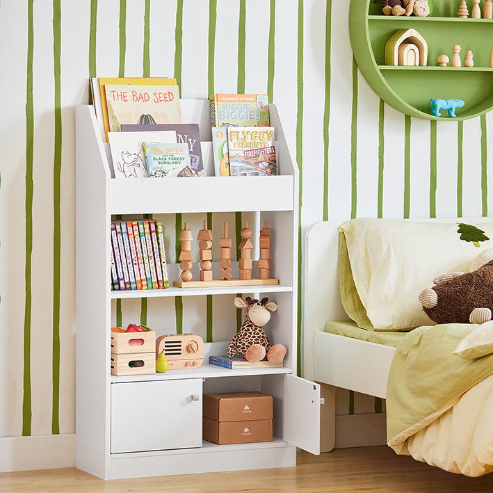 Kinderboekenplank - Opbergplank - Organisatoreenheid - Spaanplaat en MDF - Veelzijdig voor kinderkamer, studeerkamer, woonkamer - Ruime opbergruimte - 60 cm x 107 cm x 24 cm