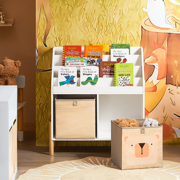 Kinderboekenplank - Kinderopbergplank - Boekenkast Organizer - Veiligheidsvoorzieningen - 65cm x 70cm x 30cm
