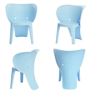 Olifantvormige kinderstoelenset - Kinderstoel - Speelkamermeubilair - Comfortabele rugleuning - Duurzaam kunststof - 48 cm x 55 cm x 41 cm - Verkrijgbaar in 4 kleuren