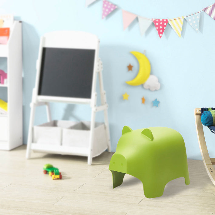 Kinderkruk - Dierenkruk in de vorm van een varken - Kinderzitje - Niet-giftig plastic - Gemakkelijk schoon te maken - Decoratief en functioneel - 35 cm x 42 cm x 60 cm