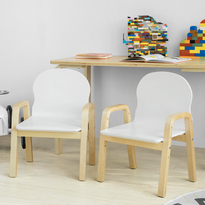 Set van 2 verstelbare kinderstoelen - Kinderzitplaats - In hoogte verstelbare stoelen - Stevige multiplex constructie - Comfortabele armleuningen en rugleuning - 40 cm x 53 cm x 32 cm