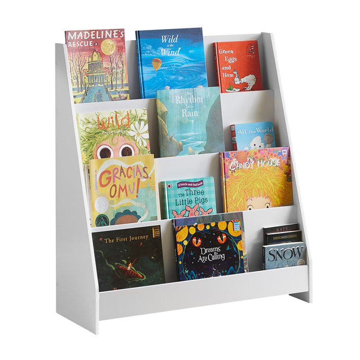 Kinderboekenplank - Krantenrek - Kinderopbergorganisator - Veiligheidsvoorzieningen - Afgeronde hoeken - Anti-Tip Ontwerp - 80 cm x 88 cm x 30 cm