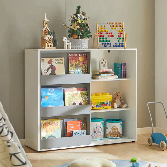 Kinderen Kinderboekenkast Boekenplank Speelgoedplank - Opbergdisplay Plankorganisator Opbergkast met schuifdeur